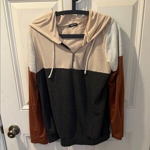 HEIMISH USA Cream Knit Fabric Multi shades of Brown Size L Hoodie Smoke free